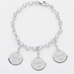 Bracelet personnalisé 3 charms gravés argent 17mm