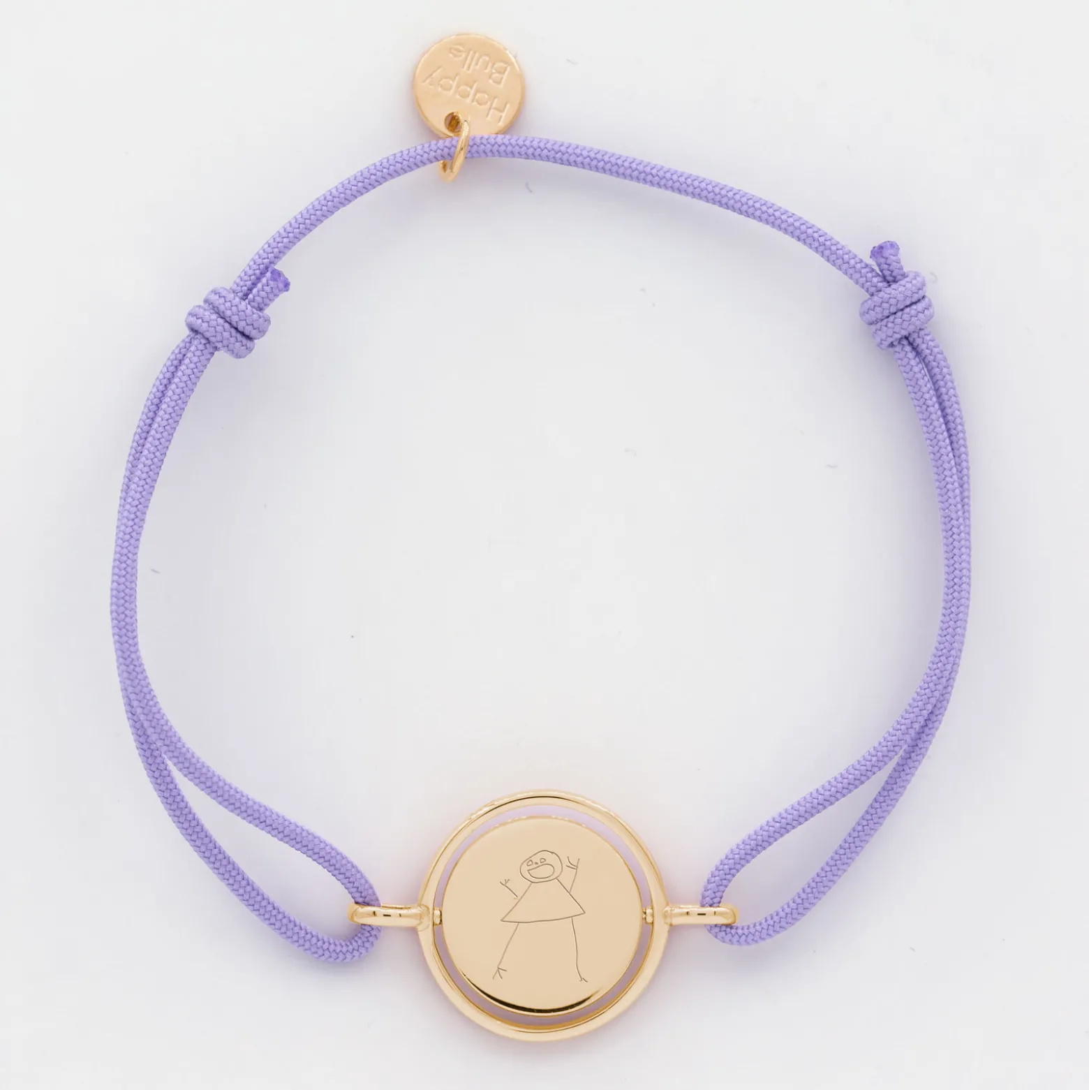 Bracelet personnalisé cordon médaille réversible Eternelle gravée plaqué or 2 trous 16 mm - HappyBulle x Capucine