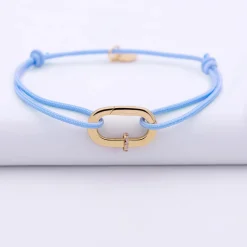 Bracelet personnalisé cordon collection Chapitre mousqueton 11x19 mm plaqué or - à composer