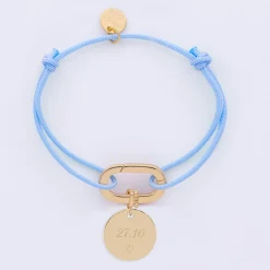 Bracelet personnalisé cordon collection Chapitre mousqueton 11x19 mm plaqué or - à composer