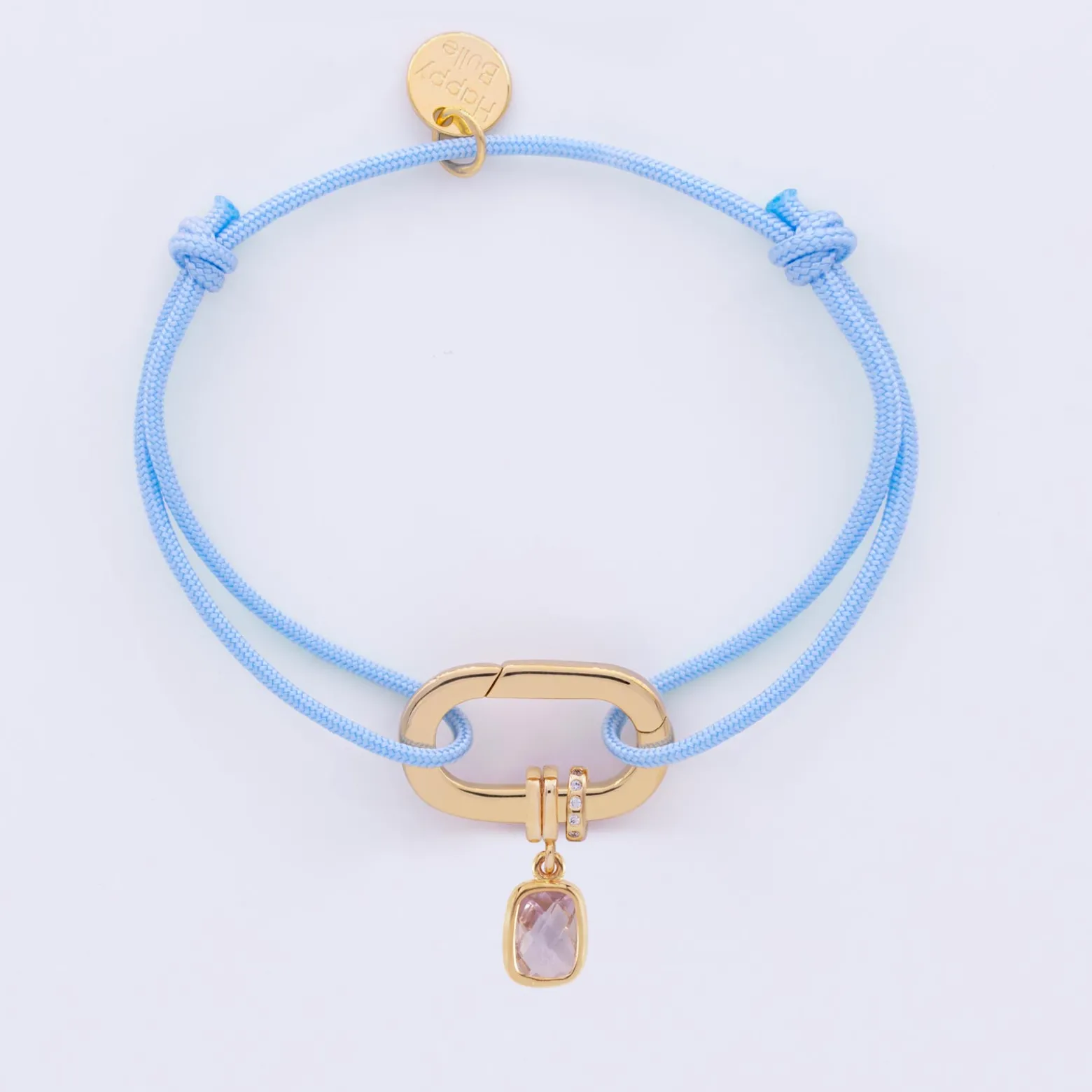 Bracelet personnalisé cordon collection Chapitre mousqueton 11x19 mm plaqué or - à composer