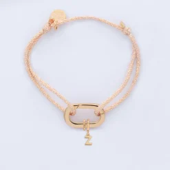 Bracelet personnalisé cordon pailleté collection Chapitre mousqueton 11x19 mm plaqué or - à composer