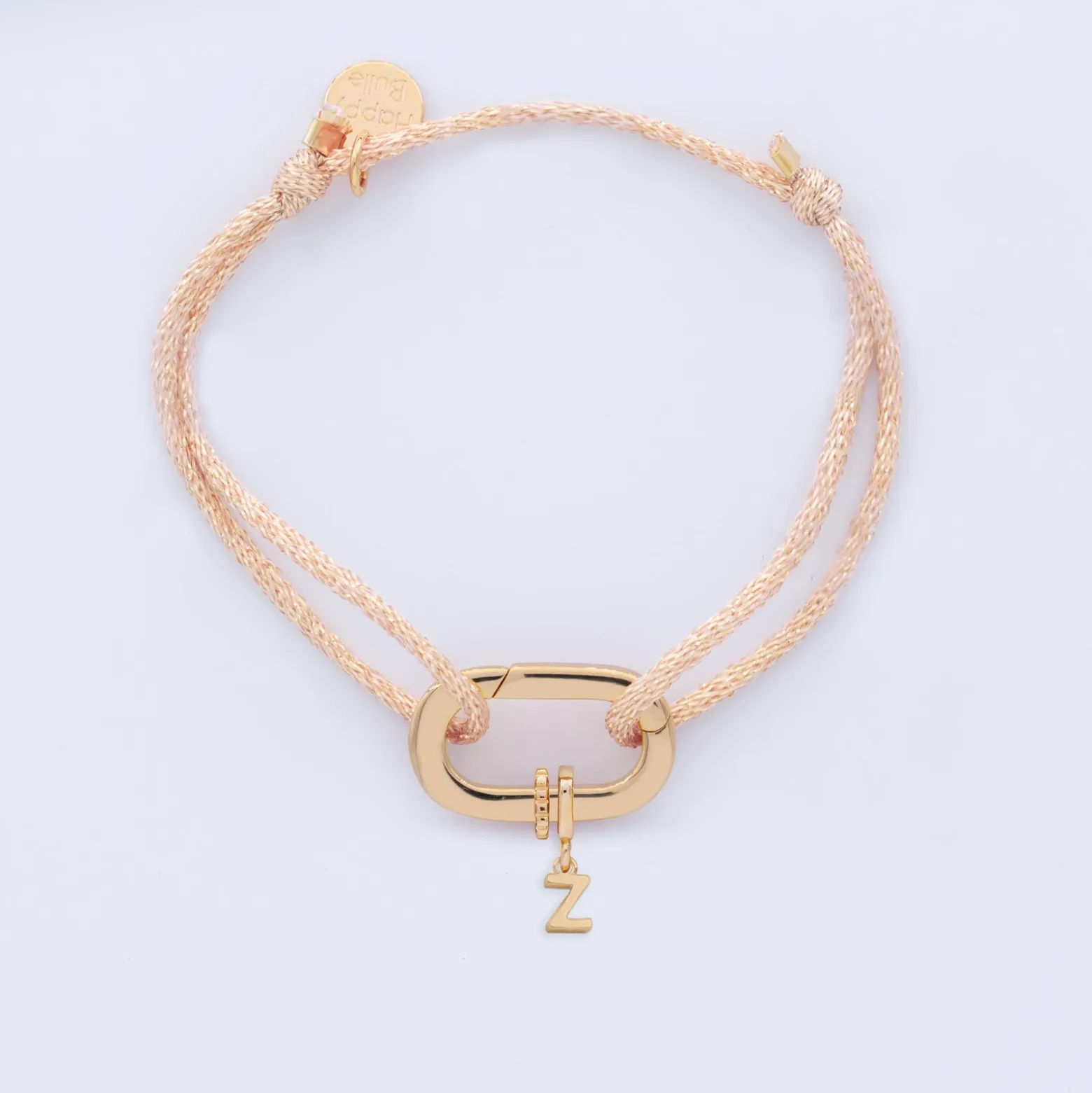 Bracelet personnalisé cordon pailleté collection Chapitre mousqueton 11x19 mm plaqué or - à composer