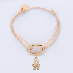 Bracelet personnalisé cordon pailleté collection Chapitre mousqueton 11x19 mm plaqué or - à composer