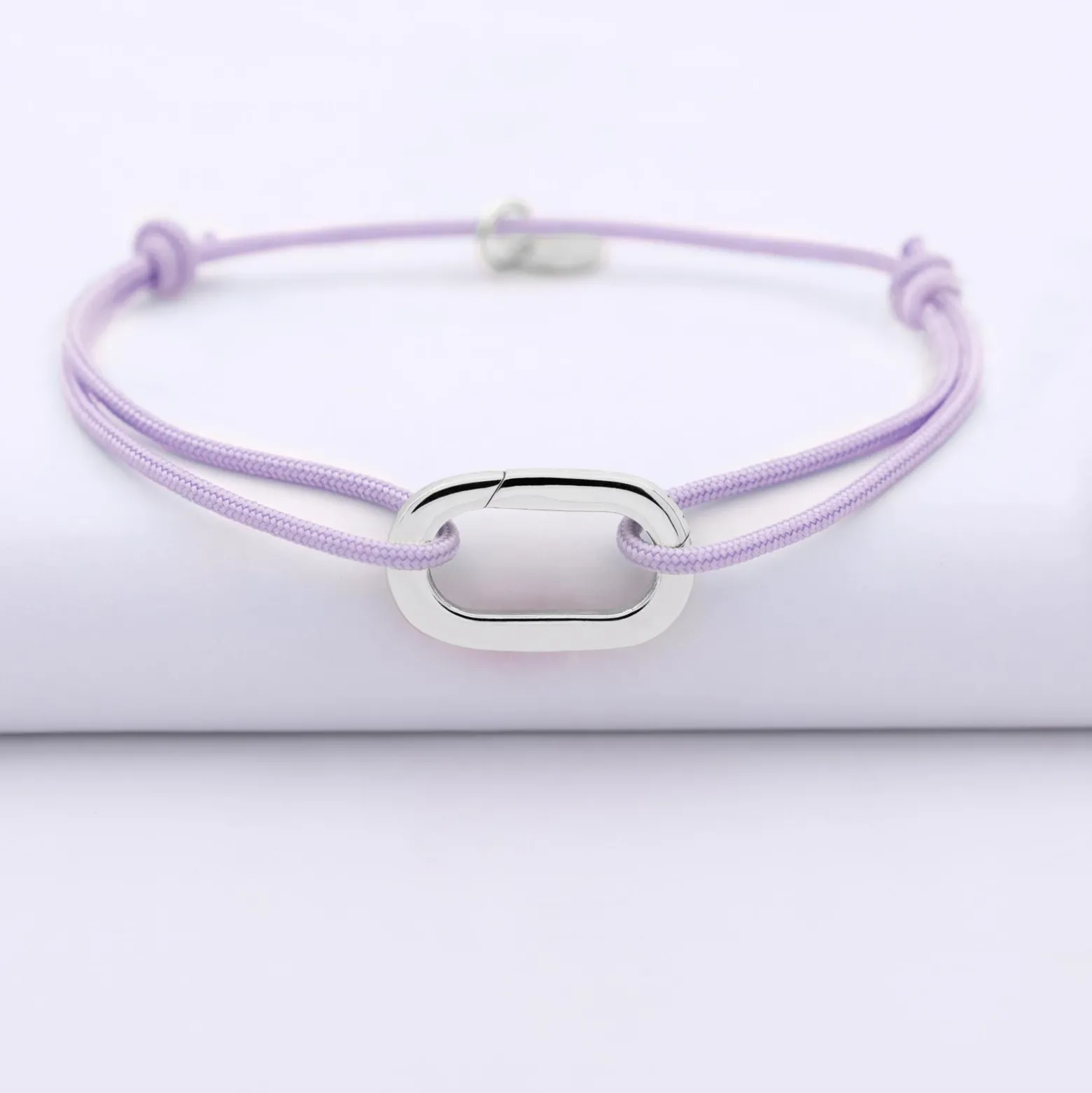 Bracelet personnalisé cordon collection Chapitre mousqueton 11x19 mm argent - à composer