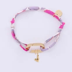 Bracelet personnalisé cordon Liberty collection Chapitre mousqueton 11x19 mm plaqué or - à composer