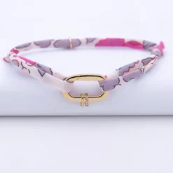 Bracelet personnalisé cordon Liberty collection Chapitre mousqueton 11x19 mm plaqué or - à composer