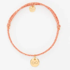 Bracelet personnalisé cordon pailleté médaille gravée plaqué or initiale 10 mm