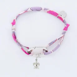 Bracelet personnalisé cordon Liberty collection Chapitre mousqueton 11x19 mm argent - à composer
