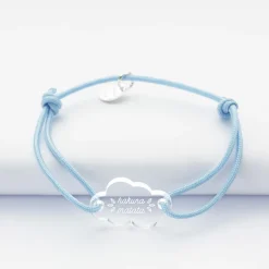 Bracelet personnalisé enfant médaille gravée acrylique nuage 2 trous 20x14 mm