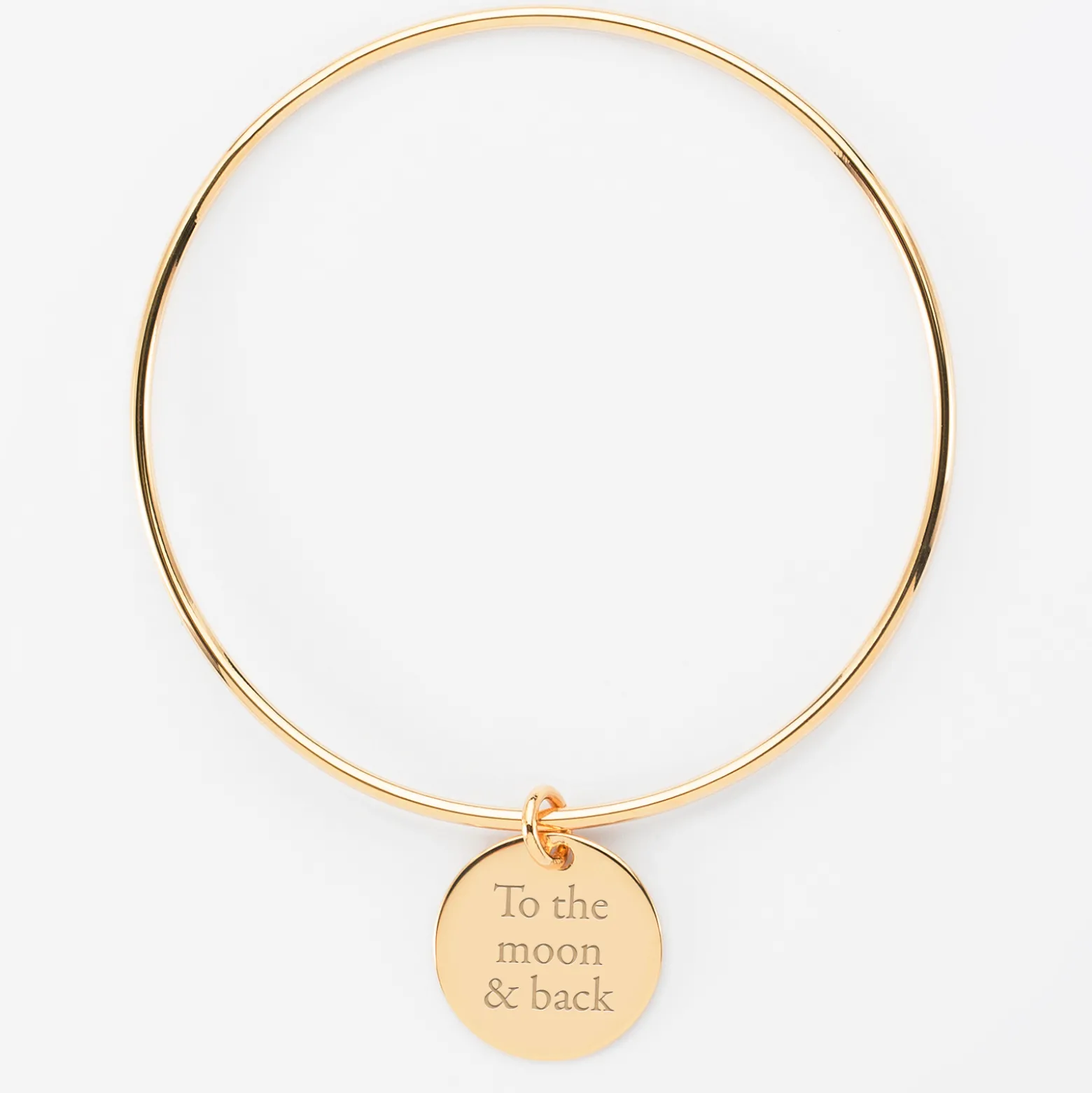 Bracelet personnalisé jonc plaqué or médaille gravée 19 mm