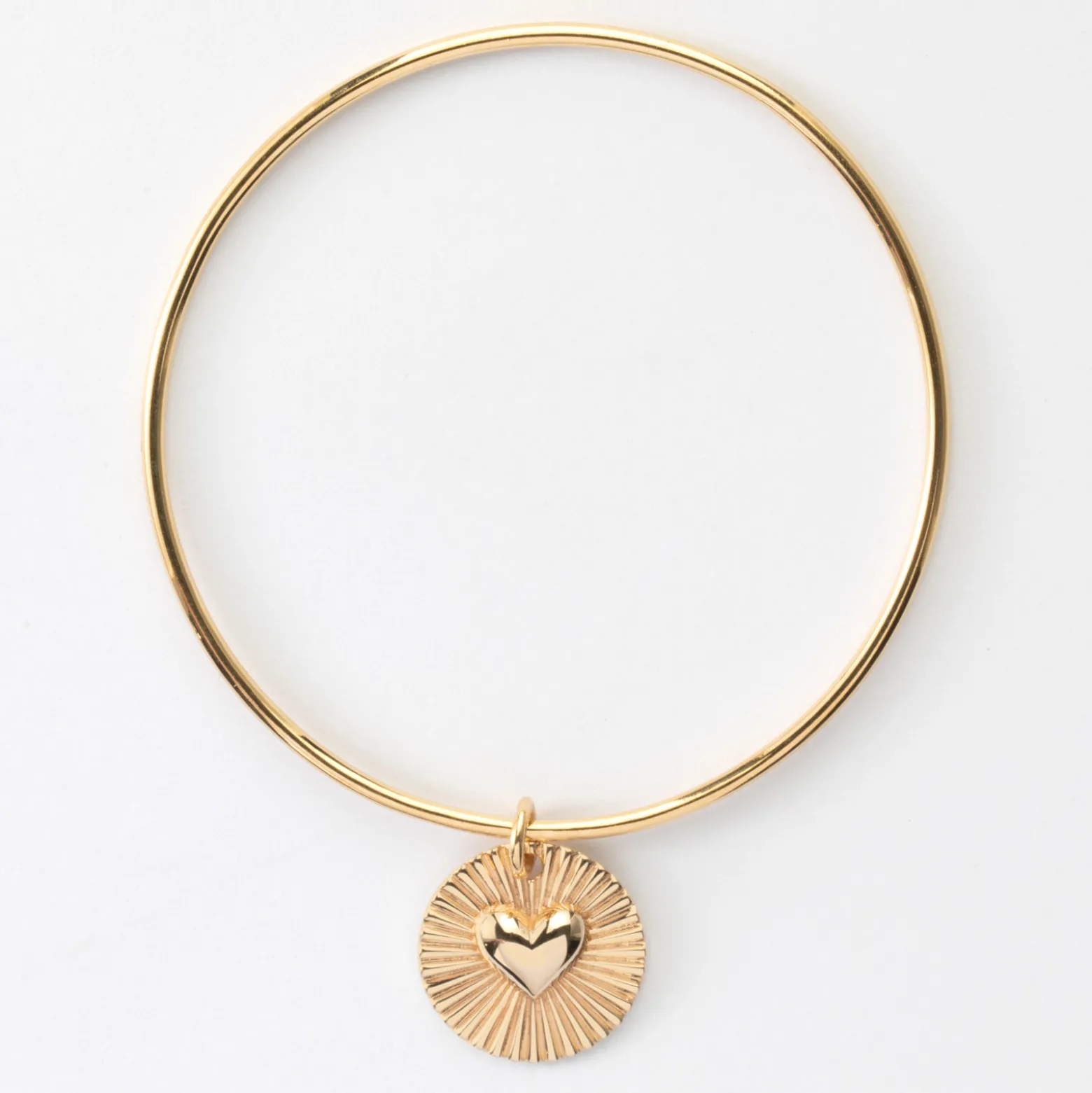 Bracelet personnalisé jonc plaqué or médaille soleil coeur bombé gravée 19 mm