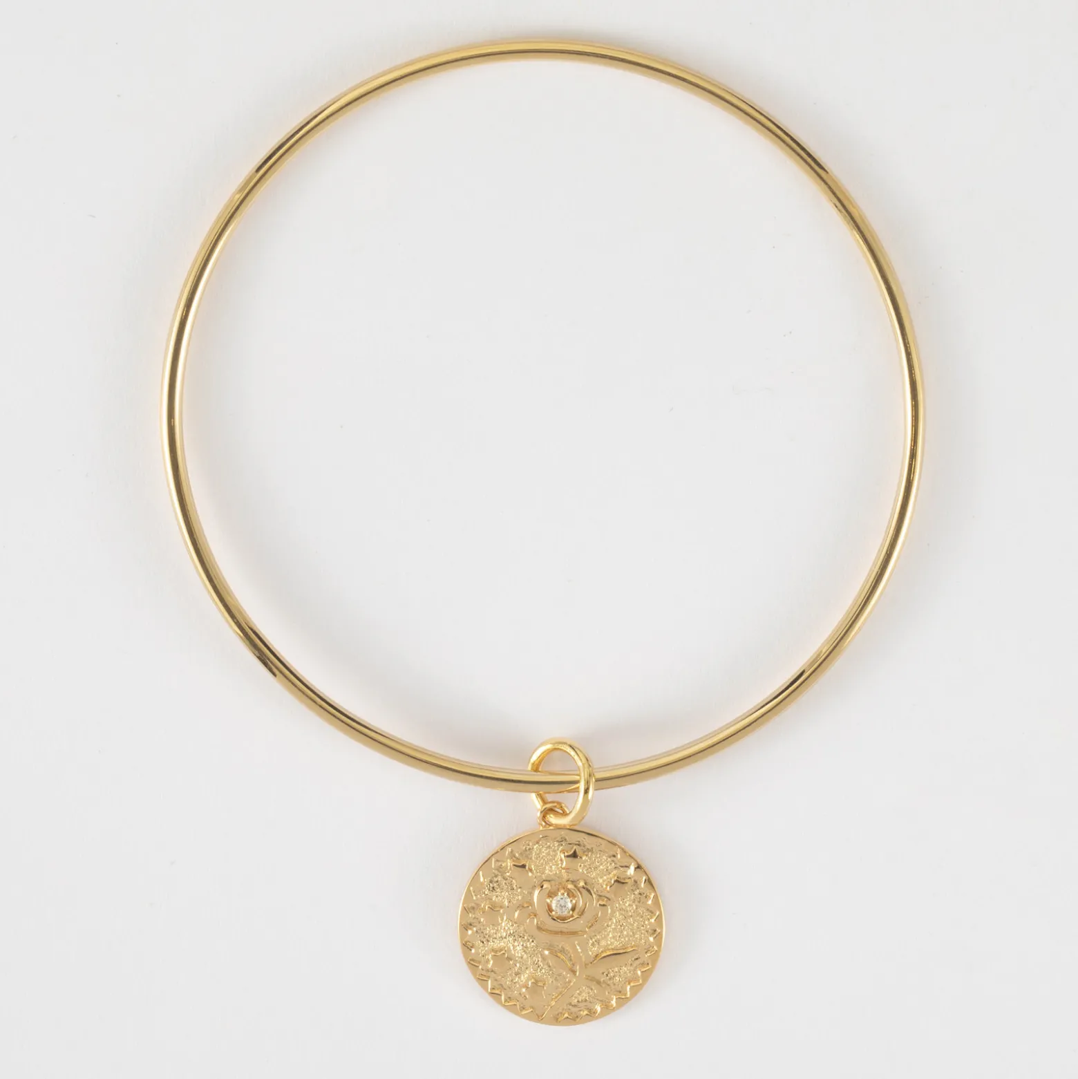 Bracelet personnalisé jonc plaqué or médaille gravée texturée rose scintillante 19 mm
