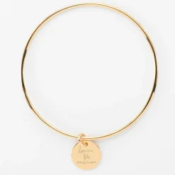 Bracelet personnalisé jonc plaqué or médaille gravée 15 mm