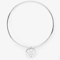 Bracelet personnalisé jonc argent médaille gravée 15 mm