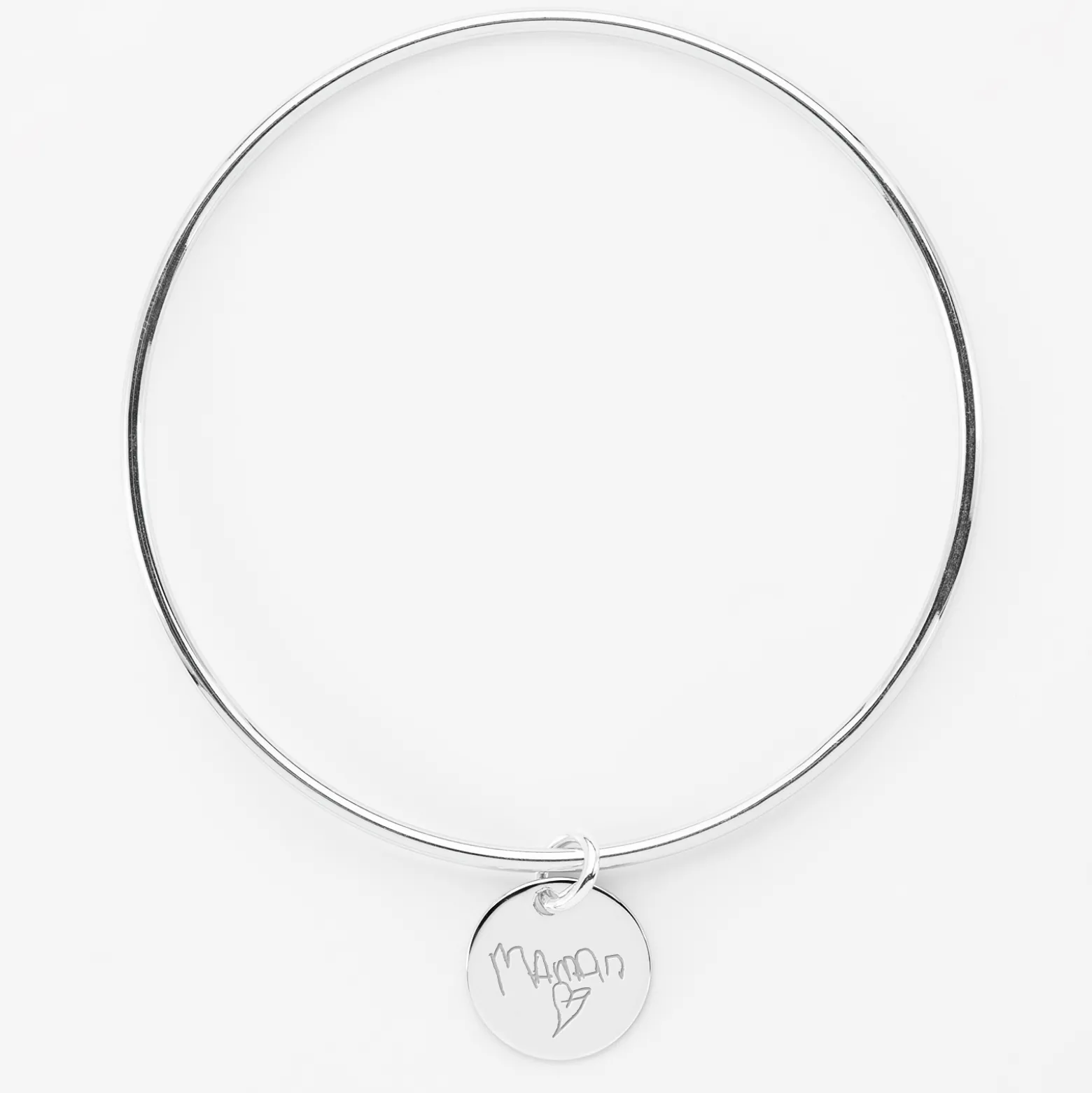 Bracelet personnalisé jonc argent médaille gravée 15 mm