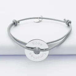 Bracelet personnalisé médaille gravée argent cible 20mm - Nos petits imparfaits