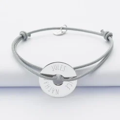 Bracelet personnalisé médaille gravée argent cible 20mm - Nos petits imparfaits