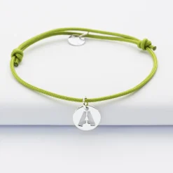 Bracelet personnalisé médaille lettre initiale argent 11mm