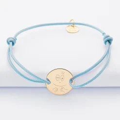 Bracelet personnalisé médaille gravée plaqué or 2 trous 15mm - Happybulle x Barbapapa