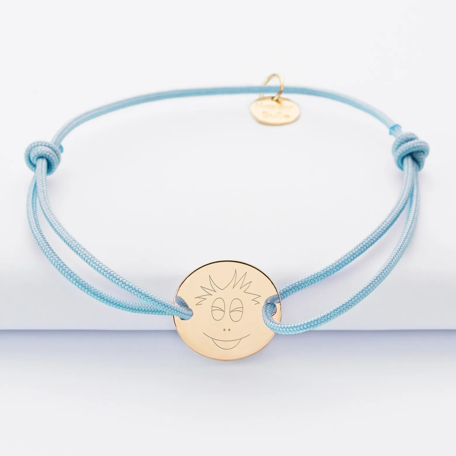 Bracelet personnalisé médaille gravée plaqué or 2 trous 15mm - Happybulle x Barbapapa