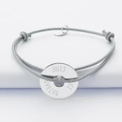 Bracelet personnalisé médaille gravée argent cible 20mm
