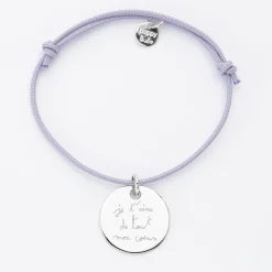 Bracelet personnalisé médaille gravée argent dormeuse 19mm