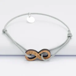 Bracelet personnalisé médaille gravée bois infini 24 mm