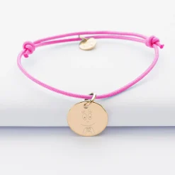 Bracelet personnalisé médaille gravée plaqué or dormeuse 15 mm - Happybulle x Barbapapa
