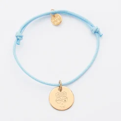 Bracelet personnalisé médaille gravée plaqué or dormeuse 15 mm - Happybulle x Barbapapa