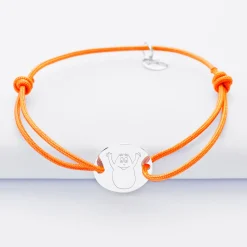 Bracelet personnalisé médaille gravée argent 2 trous 15mm - Happybulle x Barbapapa