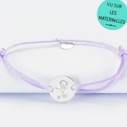Bracelet personnalisé médaille gravée argent 2 trous 15mm