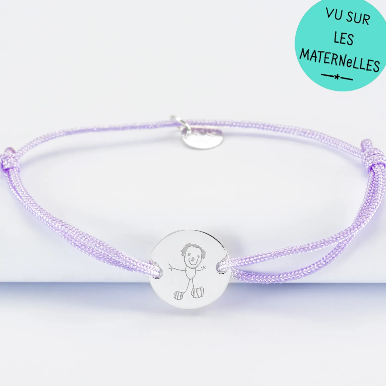 Bracelet personnalisé médaille gravée argent 2 trous 15mm