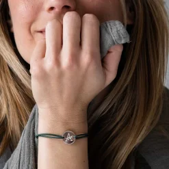 Bracelet personnalisé médaille gravée argent 2 trous 15mm