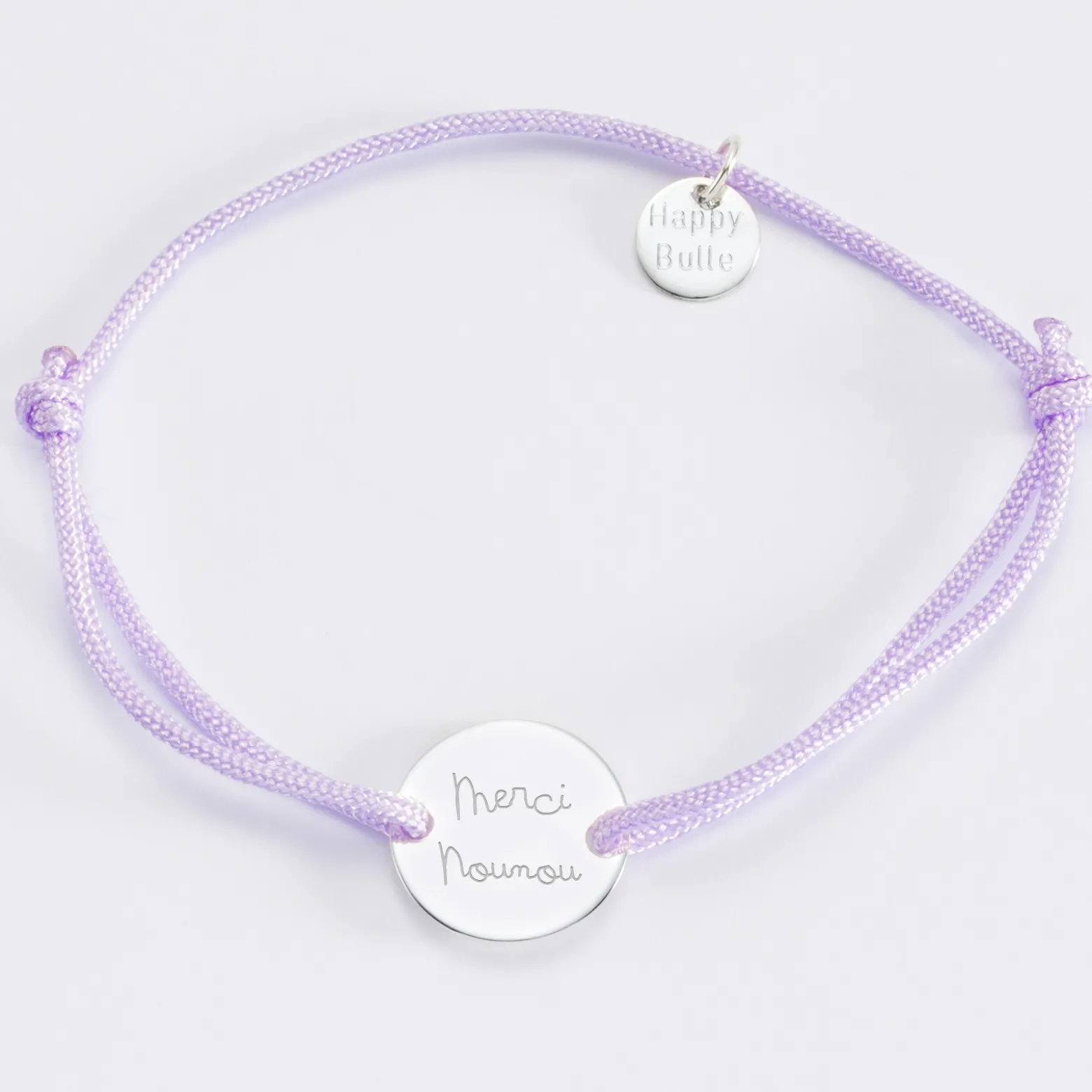 Bracelet personnalisé médaille gravée argent 2 trous 15mm