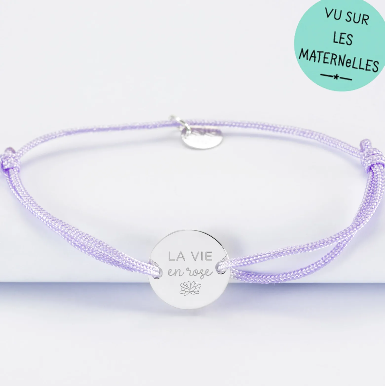 Bracelet personnalisé médaille gravée argent 2 trous 15mm