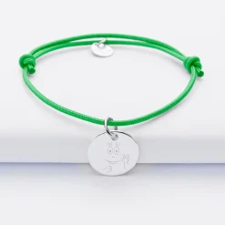 Bracelet personnalisé médaille gravée argent dormeuse 15 mm - Happybulle x Barbapapa