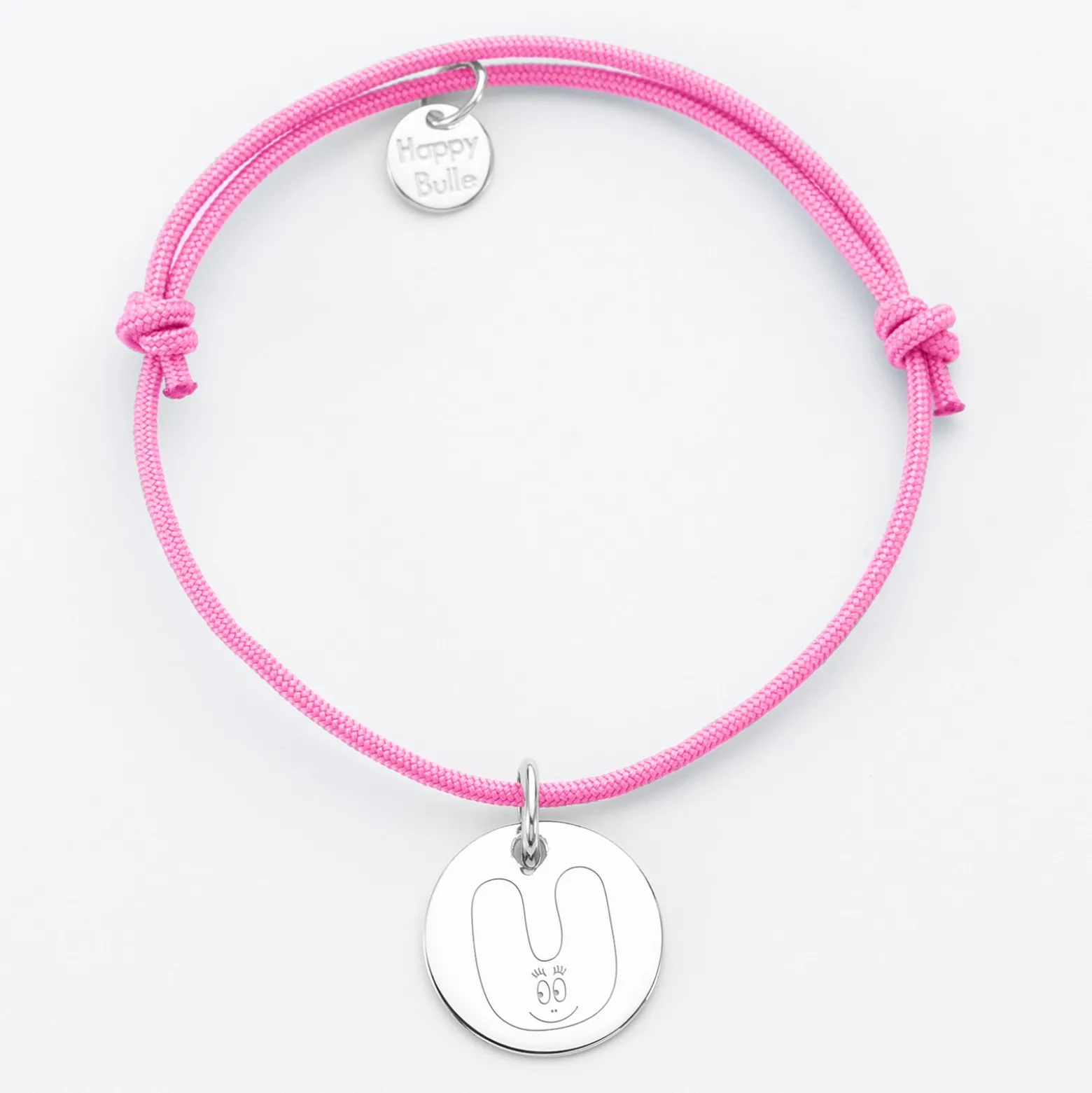 Bracelet personnalisé médaille gravée argent dormeuse 15 mm - Happybulle x Barbapapa