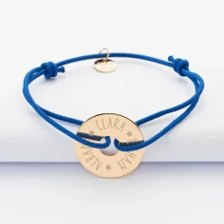 Bracelet personnalisé médaille gravée plaqué or cible 20mm