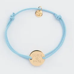 Bracelet personnalisé médaille gravée plaqué or 2 trous 15mm
