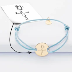 Bracelet personnalisé médaille gravée plaqué or 2 trous 15mm