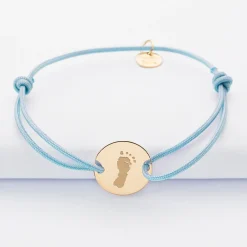 Bracelet personnalisé médaille gravée plaqué or 2 trous 15mm
