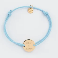 Bracelet personnalisé médaille gravée plaqué or 2 trous 15mm