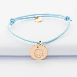 Bracelet personnalisé médaille gravée plaqué or dormeuse 15mm