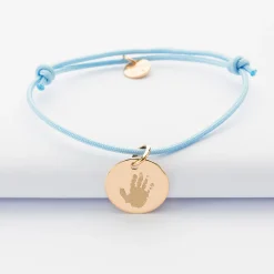Bracelet personnalisé médaille gravée plaqué or dormeuse 15mm