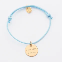 Bracelet personnalisé médaille gravée plaqué or dormeuse 15mm