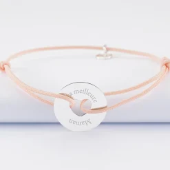 Bracelet personnalisé médaille gravée argent cible coeur 21 mm