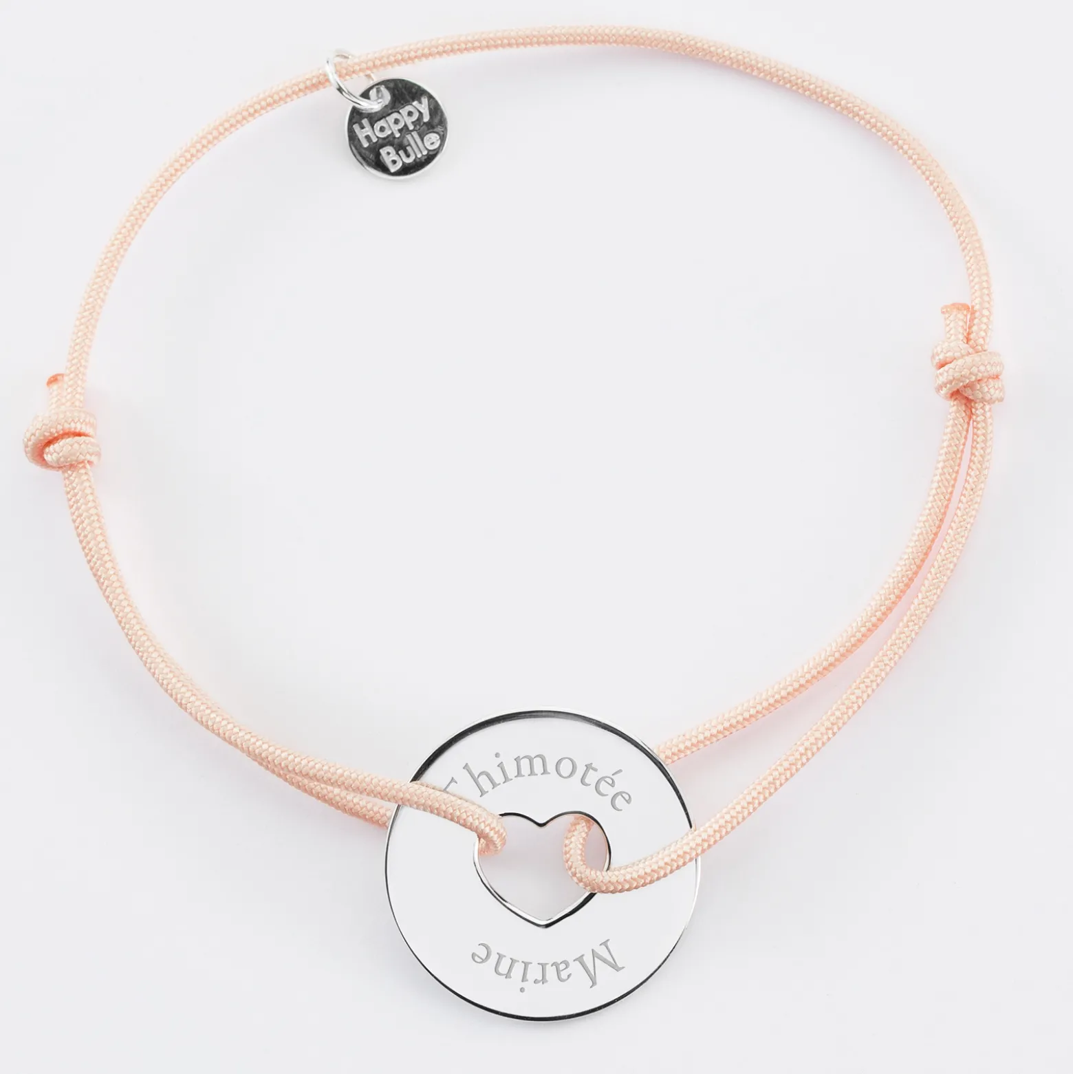 Bracelet personnalisé médaille gravée argent cible coeur 21 mm