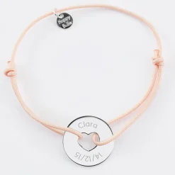 Bracelet personnalisé médaille gravée argent cible coeur 21 mm - Nos petits imparfaits