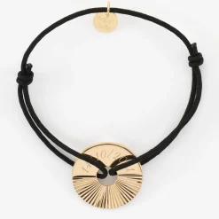 Bracelet personnalisé médaille gravée plaqué or cible soleil 20 mm